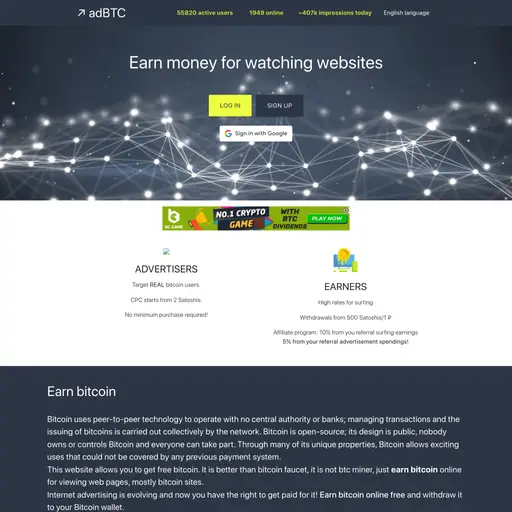 adBTC is an advertising platform. People can create ads and users can earn money. You can view adver