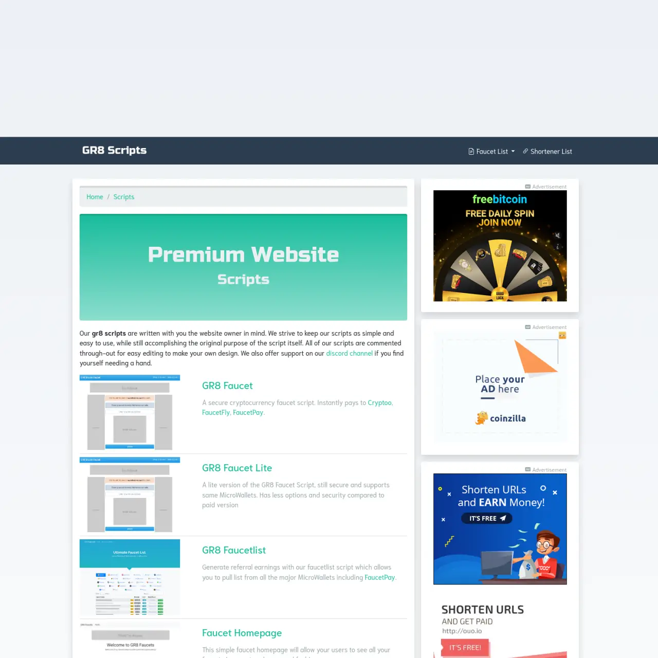 GR8 Script 提供用户友好、可定制的网站脚本，并通过 Discord 支持。它包括用于 MicroWallet、货币转换器、比特币计算器和密码生成器的安全 Lite 版本，以增强功能和安全性。
