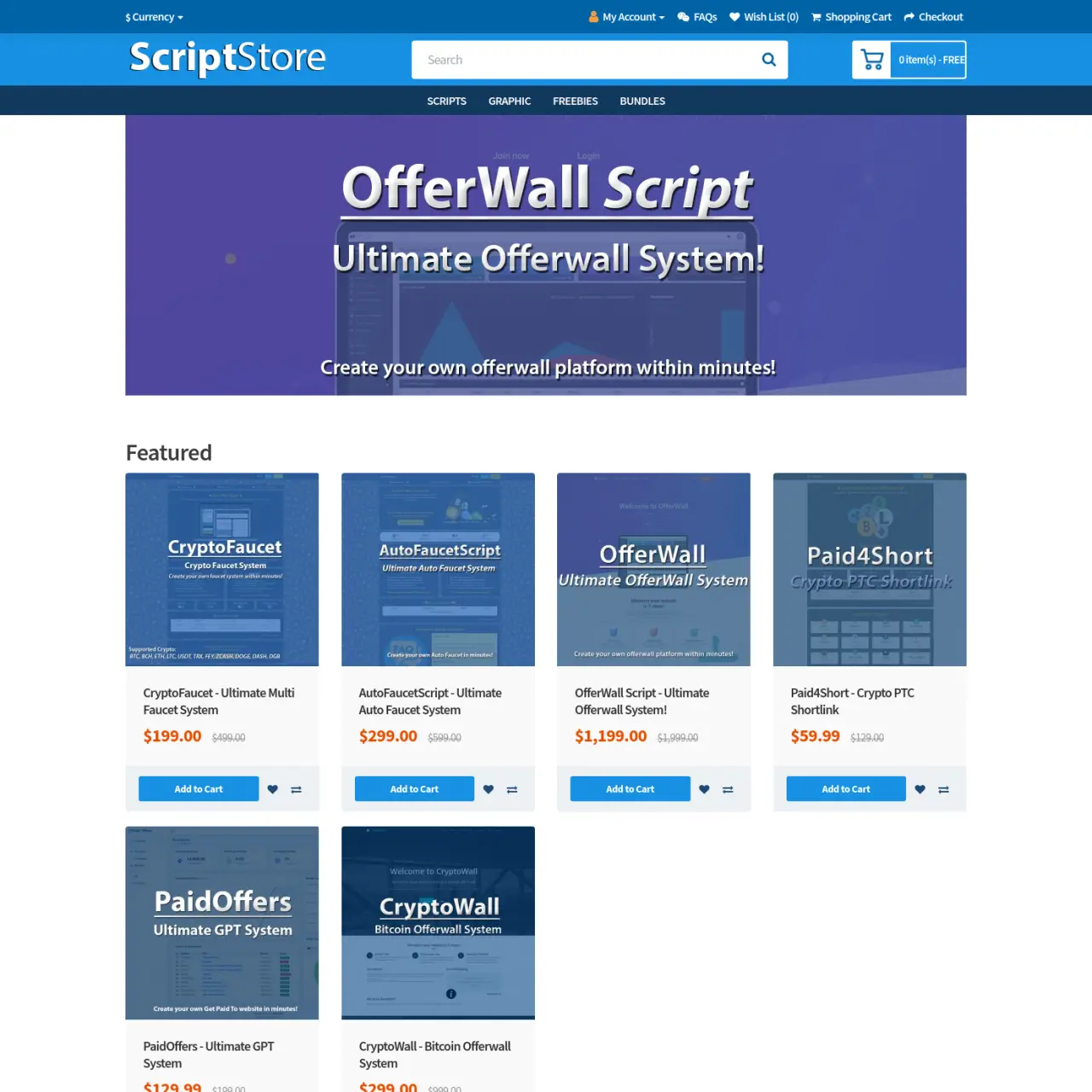 ScriptStore 是一家销售复杂 Web 脚本模板图形元素的在线商店。以及许多其他数字产品的各种脚本，例如 PTC Script Faucet Script Crypto