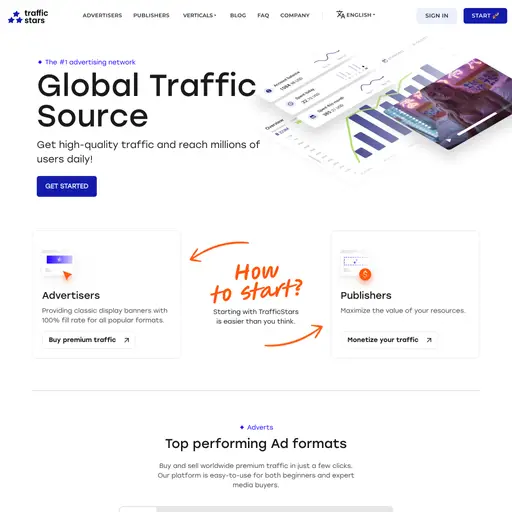 TrafficStars is an advertising network that offers global traffic sources RTB integration exclusive 