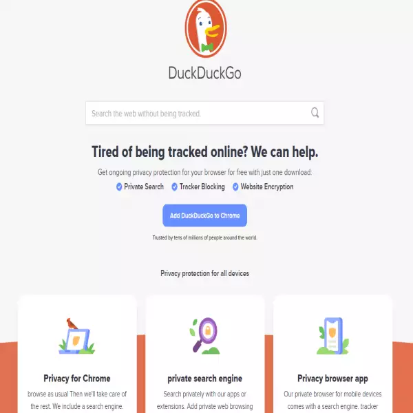 DuckDuckGo 免費保護您瀏覽器的隱私。