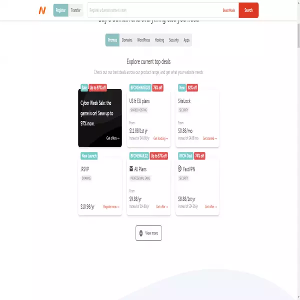 namecheap, alan satın al, aralarından seçim yapabileceğiniz 1000'den fazla uzantı var.
