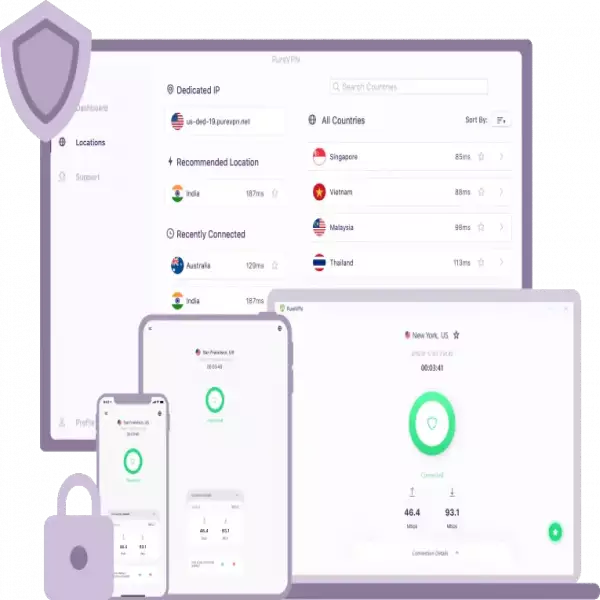 PureVPN Login10Accounts256BitAES EncryptedDedicated IP6500+ サーバー