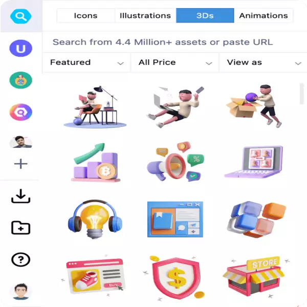 iconcout 7000+ ikon vektor Lottie, ilustrasi, grafik 3D, dan animasi setiap hari.