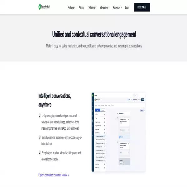 Freshchat, program chatbot automatik Untuk tapak web anda gunakannya (percuma)