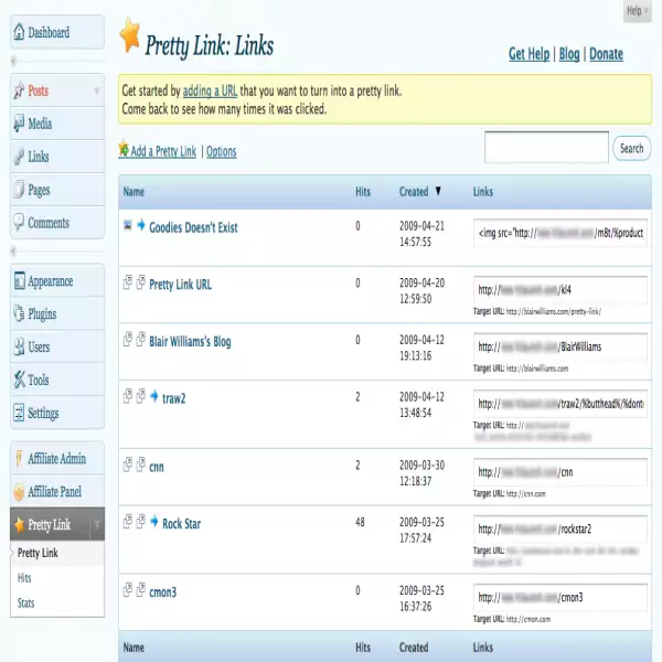 Plugin pemendek URL Pretty Link untuk memendekkan pautan pada tapak WordPress.