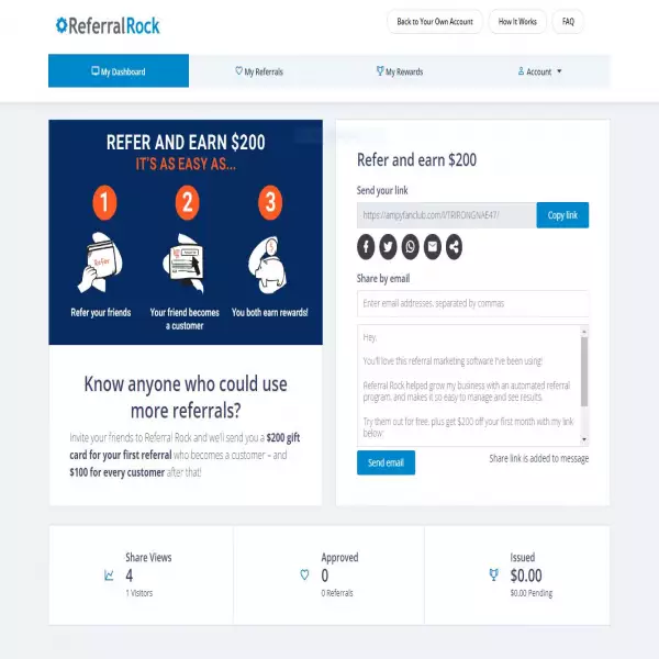 Referral Rock Referral Software Créez un système d'affiliation de référence sur le site Web.