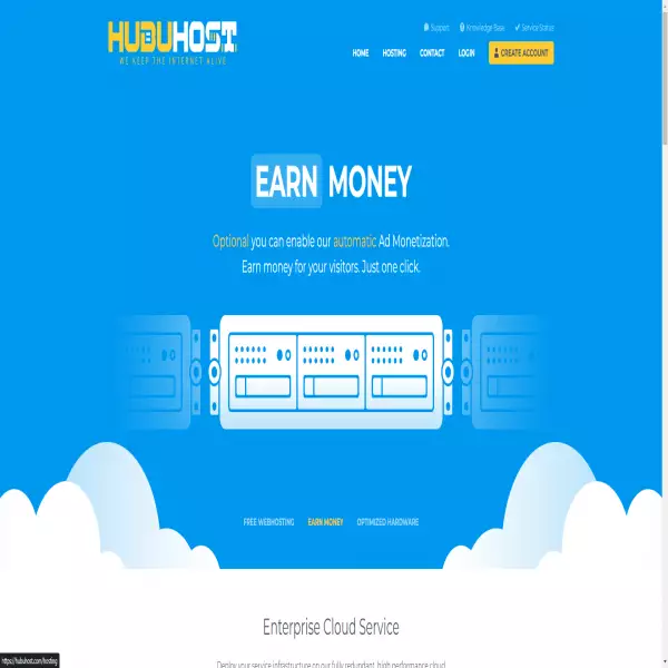 具有自動廣告收入的 hubuhost 虛擬主機（免費） 最低最低提款額為 10 美元。