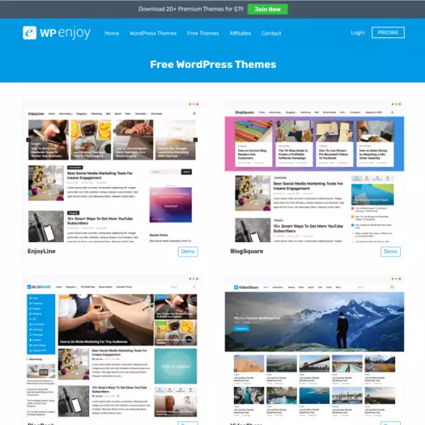 Wpenjoy WordPress テーマ (無料) 動画共有サイトを作成します。 (次のようなサイトを作成します youtube) 取り付け簡単