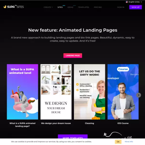 Supa Create Video Banner Ads (無制限のビデオを無料で作成) 1000 を超えるテンプレートから選択するか、独自のテンプレートを作成します。