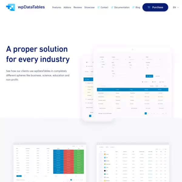 wpDataTables Erstellen Sie über 17 Tabellen auf Wordpress-Sites und viele mehr.