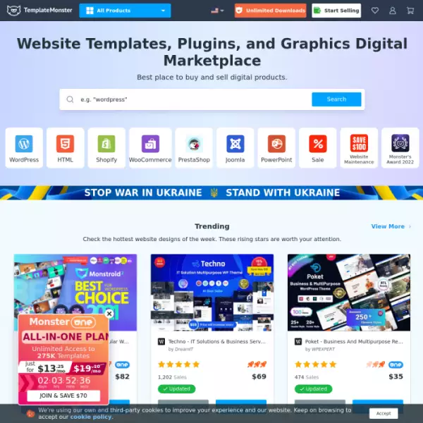 TemplateMonster Mua hoặc bán hơn 30.000 chủ đề, plugin và hơn thế nữa.