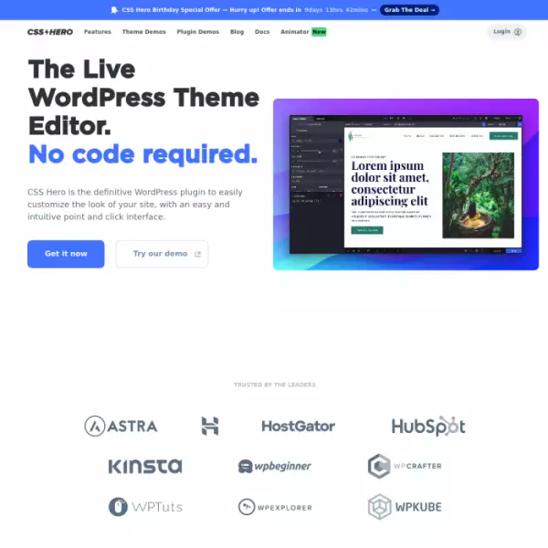 CSS Hero Live WordPress theme editor CSS editor, intuitive point-and-click interface.