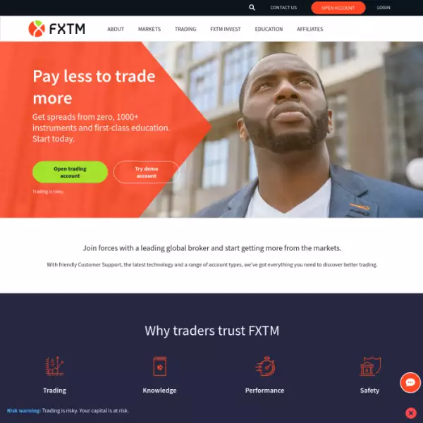 Courtier FXTM (Forex) Dépôt minimum de commerce de copie 10 $ 1000+ actifs