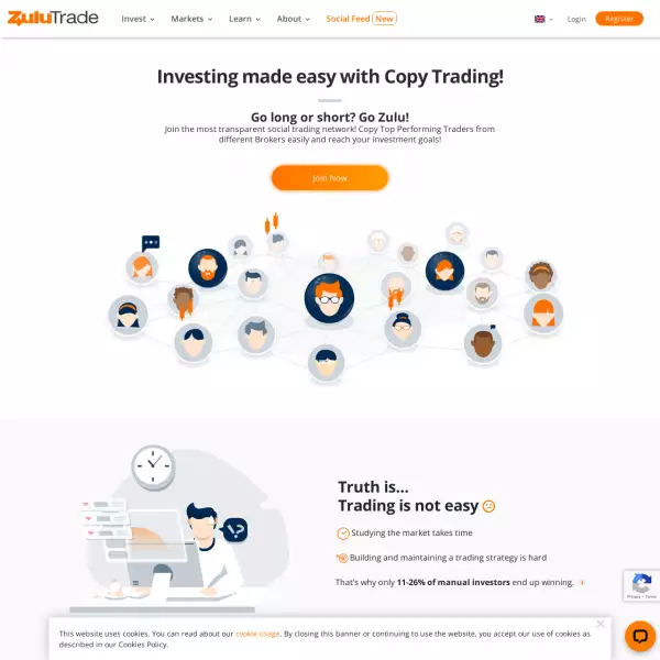 2백만 명 이상의 사용자가 있는 Zulutrade 카피 트레이딩 외환 플랫폼.