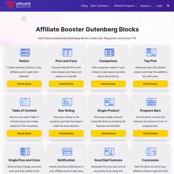 AffiliateBooster Plugin (Percuma)Buat jadual, ulasan, ulasan produk, sesuai untuk ahli gabungan.