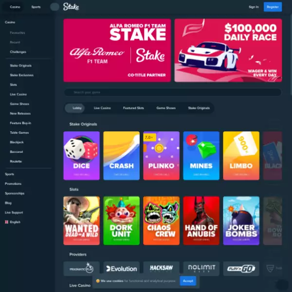 Stake.com Sportwetten, Online-Crypto-Casino, große Auswahl an Spielen zum Spielen