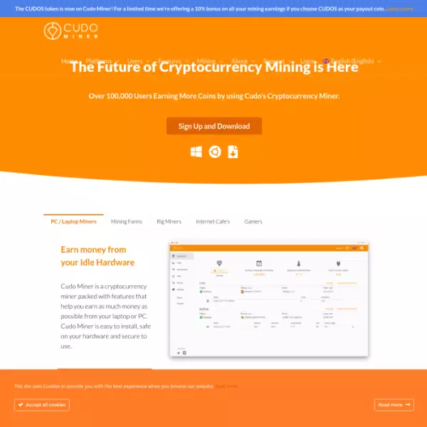 cudo miner 無料のビットコイン マイニング ソフトウェアにより収益性が 95% 向上