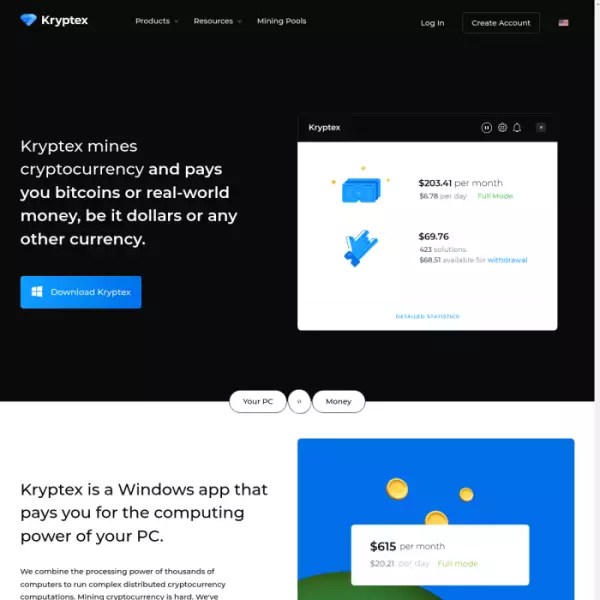 Kryptex kolay para kazanın, sadece programı indirin ve minimum ödemeyi 7 $ kazanın