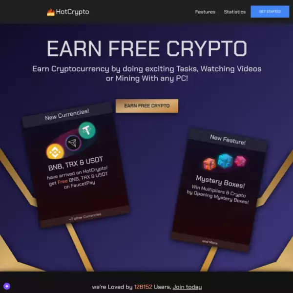 hotcryp.to काम करके, वीडियो देखकर या PC के साथ खनन करके मुफ़्त CRYPTO प्राप्त करें।