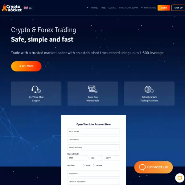 cryptorocket Krypto- und Forex-Handelsmarkt sicher, einfach und schnell