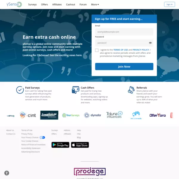 ySense è un sito di premi online per le persone che vogliono guadagnare entrate extra,