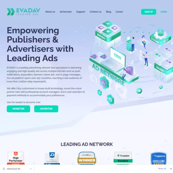 EVADAV は、高品質で魅力的な広告の表示に特化した広告ネットワークです。