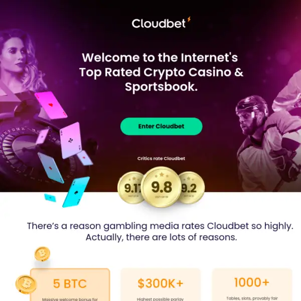 Cloudbet menawarkan kasino bitcoin dan pertaruhan sukan kepada pemain di seluruh dunia.