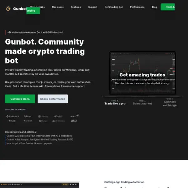 GunBot は、通貨ペアの取引を自動化できる人気の暗号取引ボットです。
