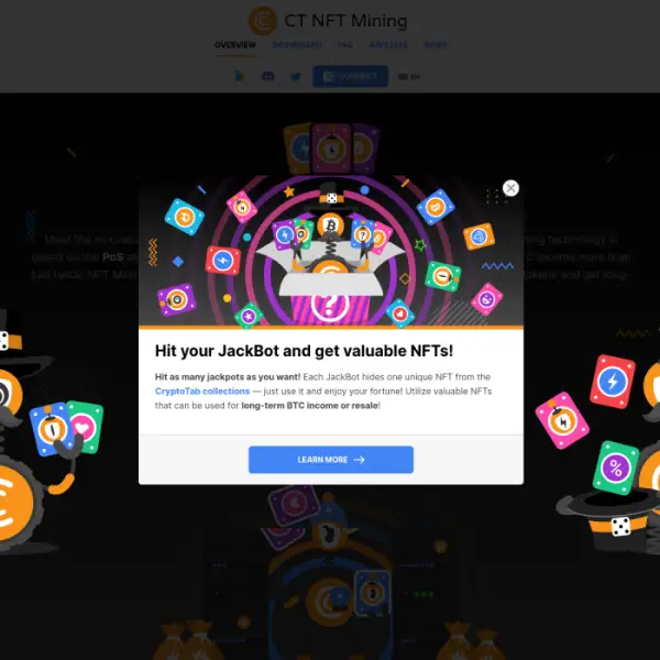CT NFT vous permet de gagner du BTC sans frais. et faire plus de profits