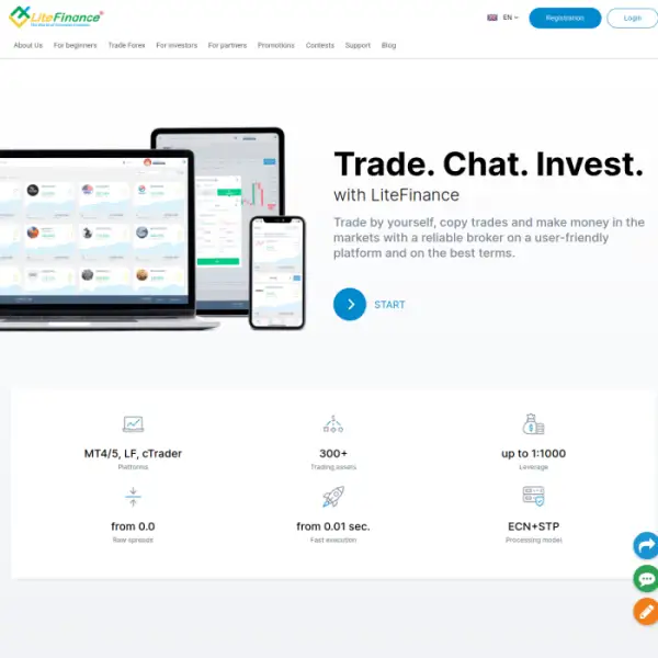 LiteFinance は、トレーダーに必要なツールをすべて提供するオールインワン取引プラットフォームです。