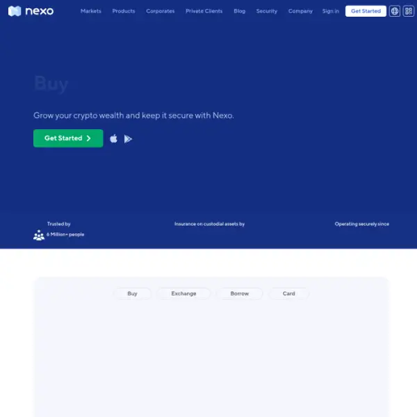 Nexo は、暗号通貨の購入、取引、保管を行うためのオールインワン暗号プラットフォームです。
