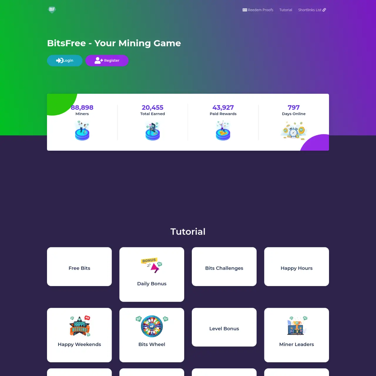 BitsFree 是一款挖矿游戏，用户可以通过免费比特链矿工任务等各种活动来赚取比特。该网站易于使用且与所有设备兼容。