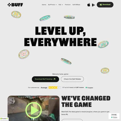 Buff is a rewards program for gamers that lets you earn real-life items by playing games. It runs in