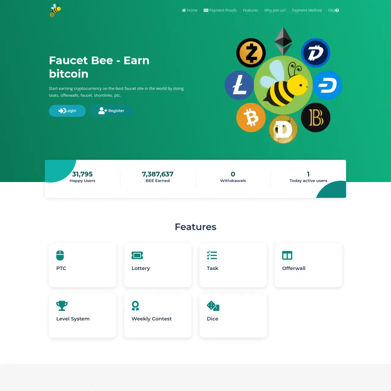 FaucetBee is a leading cryptocurrency faucet site that offers a variety of ways to earn money includ