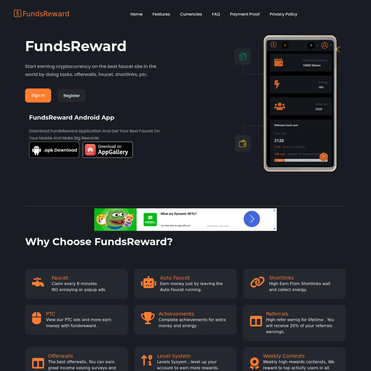 FundsReward is a leading faucet site that offers a variety of ways To accept cryptocurrencies such a