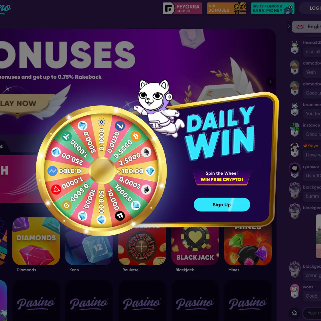 Pasino is an online casino that primarily offers crypto games with a wide variety of games including