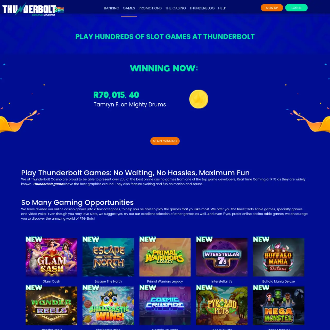 Thunderbolt Casino is a leading online casino with over 300 games fast payouts. and exciting promoti